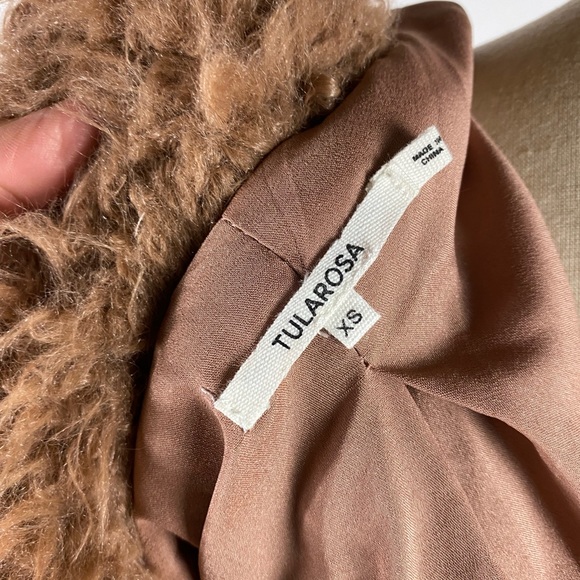 TULAROSA Shaggy Mauve Milennial Pink Faux Fur Open Front Jacket Womens XS - Picture 6 of 8